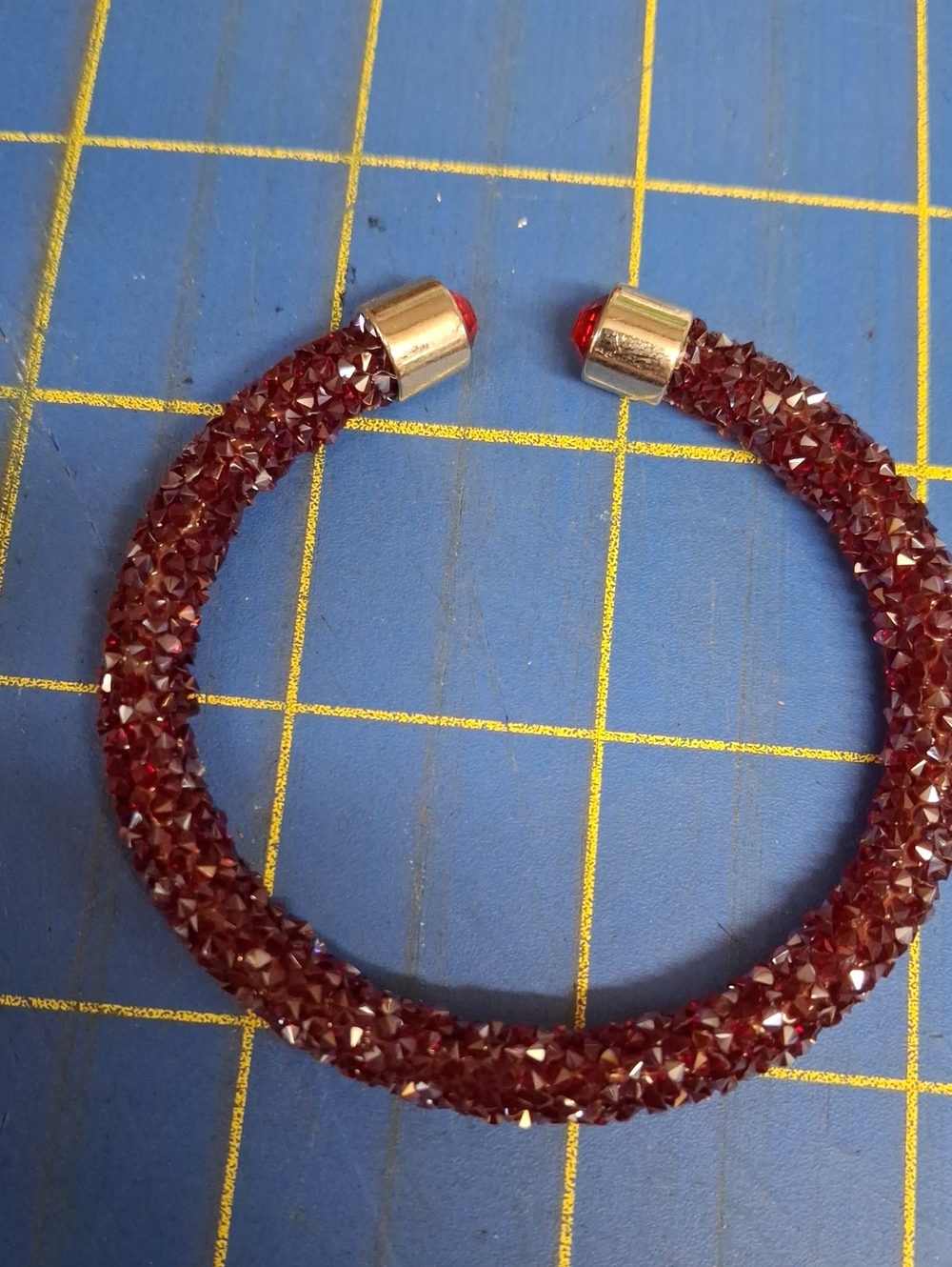 Crystal Spiral Cuff Bracelet - Burgundy Red 2.75" New